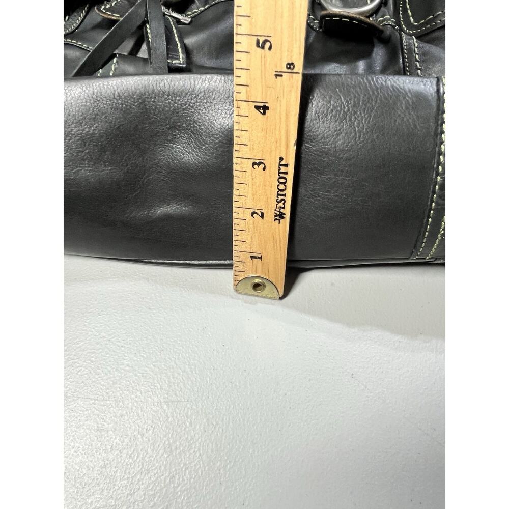 Fossil Leather Handbag Shoulder Tote Bag Black Large Braided Straps Key Charm - Picture 11 of 16